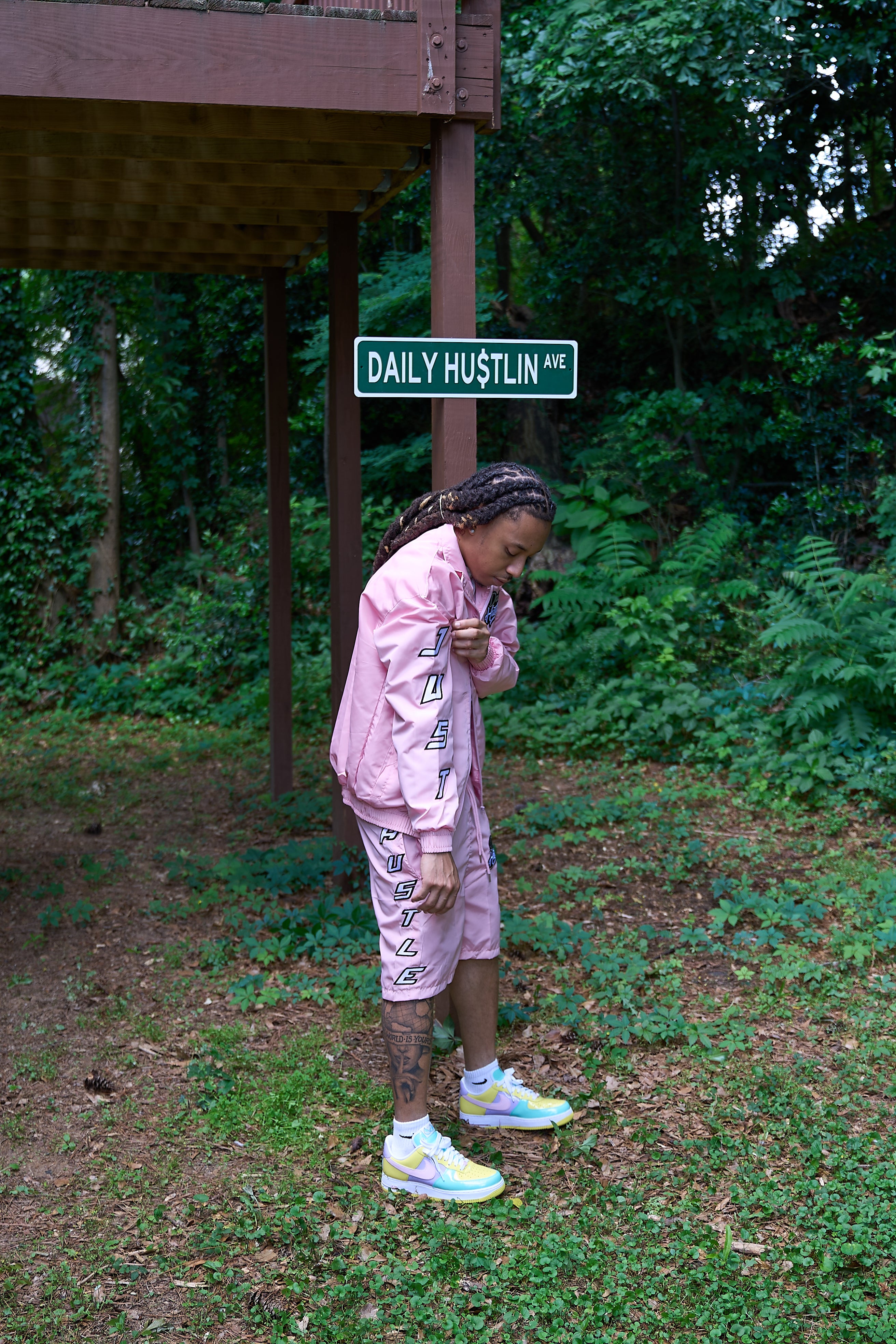 Pink Just Hustle Windbreaker Set