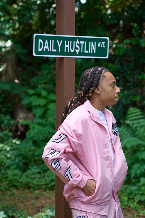 Pink Just Hustle Windbreaker Set