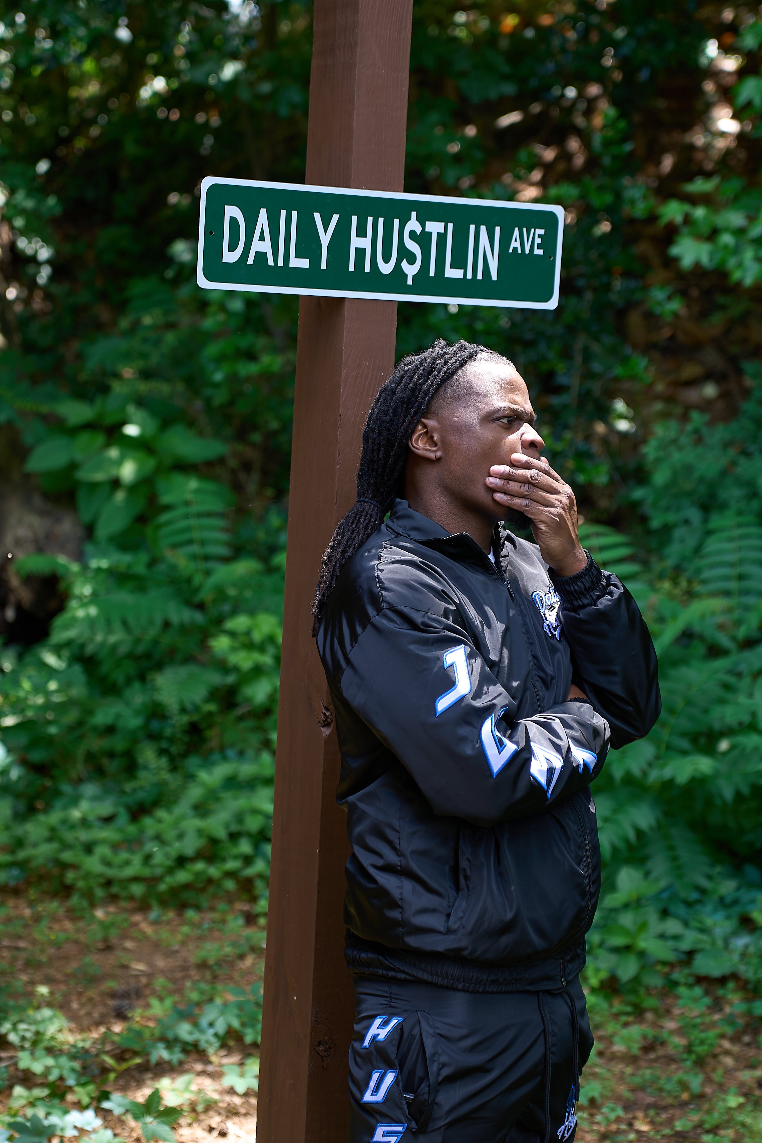 Black Just Hustle Windbreaker Set