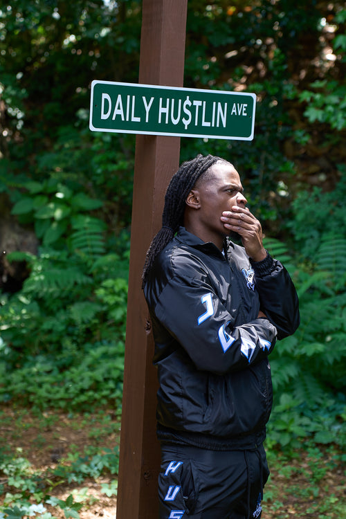 Black Just Hustle Windbreaker Set