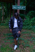 Black Just Hustle Windbreaker Set